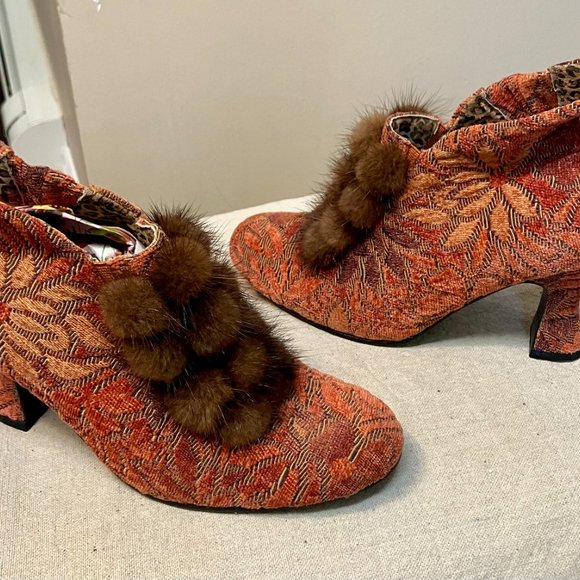 Jacquard Bootie w/ Fur Trim Brown 8US - Picture 4 of 4
